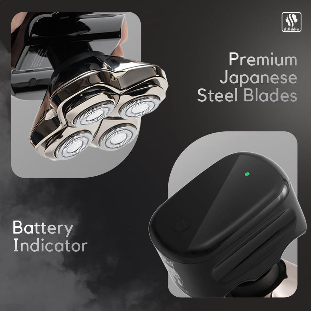 Skull Shaver Pitbull Silver PRO SX5  ergonomic grip for secure handling during shave.