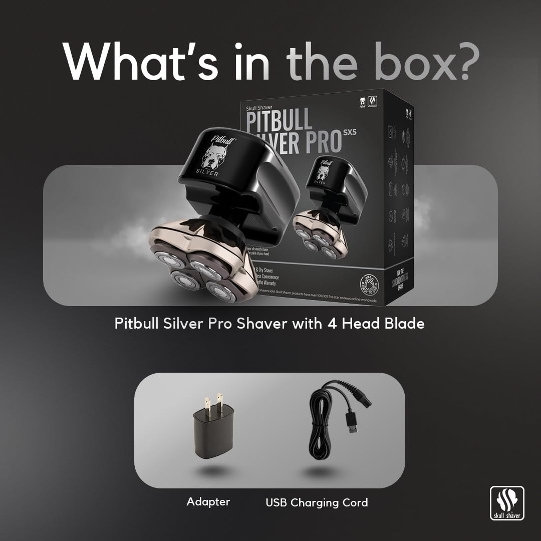 Skull Shaver Pitbull Silver PRO SX5 wet and dry use in action for versatility.