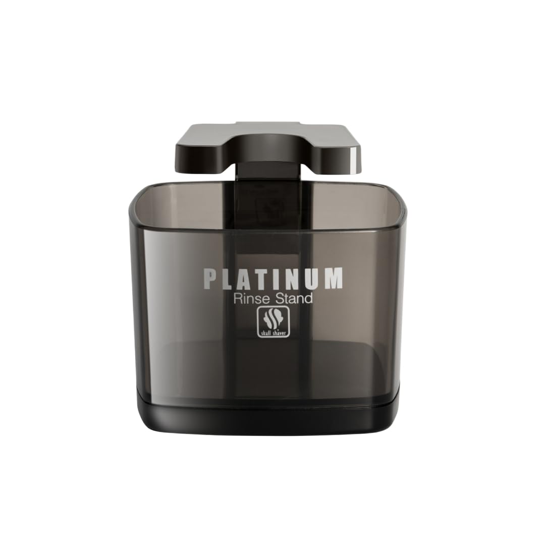 Skull Shaver Platinum Rinse Stand demonstrates universal compatibility for easy upkeep