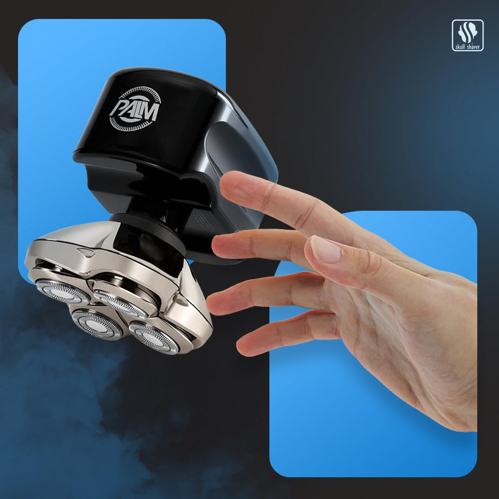 Skull Shaver Palm MX5 4-head PRO blades for quicker, smoother shave.