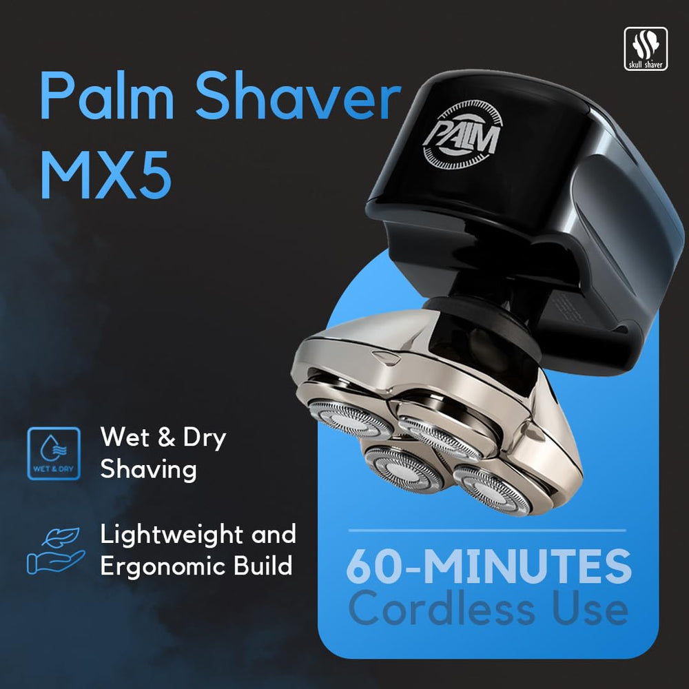 Skull Shaver Palm MX5 water-resistant for wet or dry use.