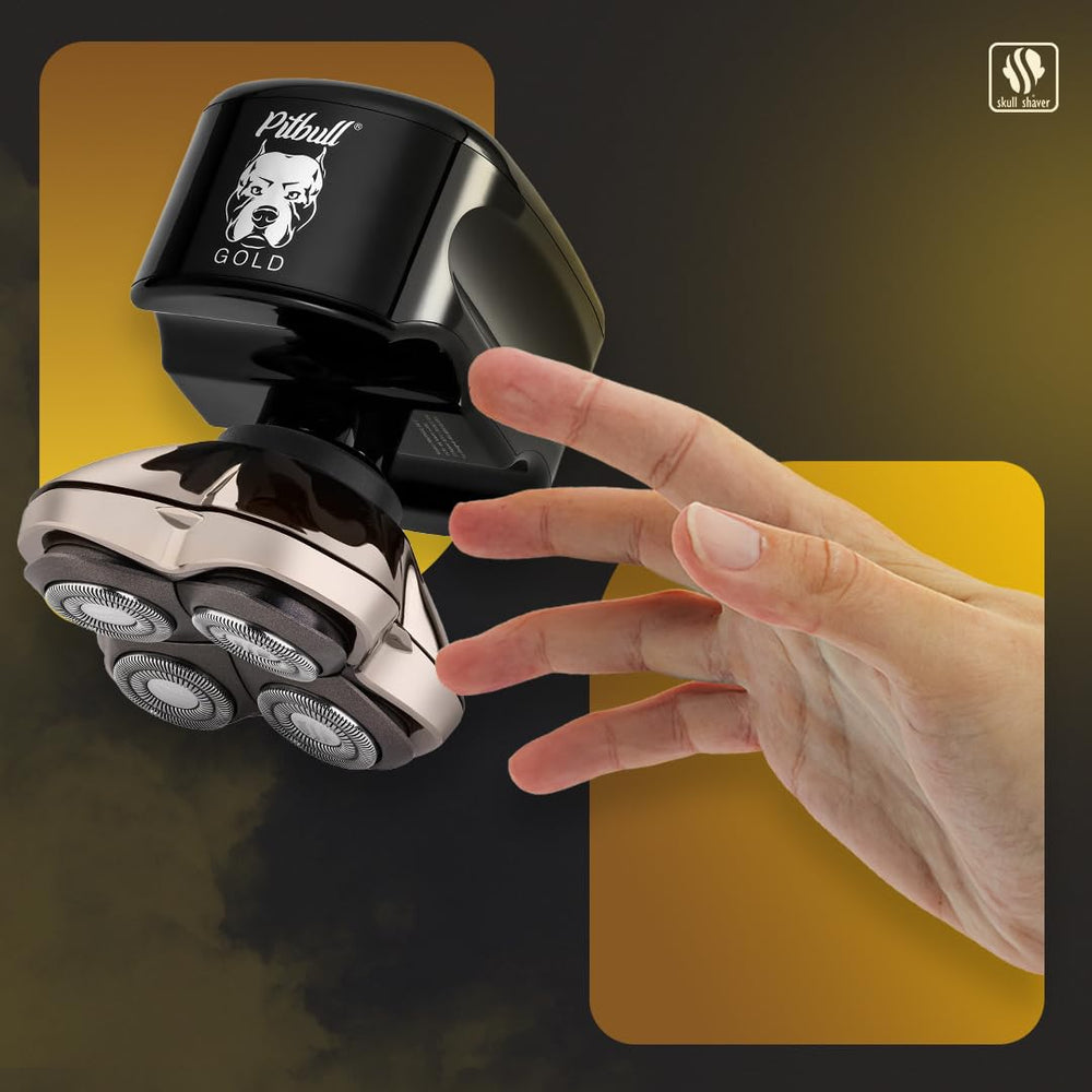 Skull Shaver Pitbull Gold Pro GX5 ergonomic grip provides comfortable control.