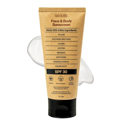 Sky and Sol sunscreen texture with zinc oxide for daily skin protection.