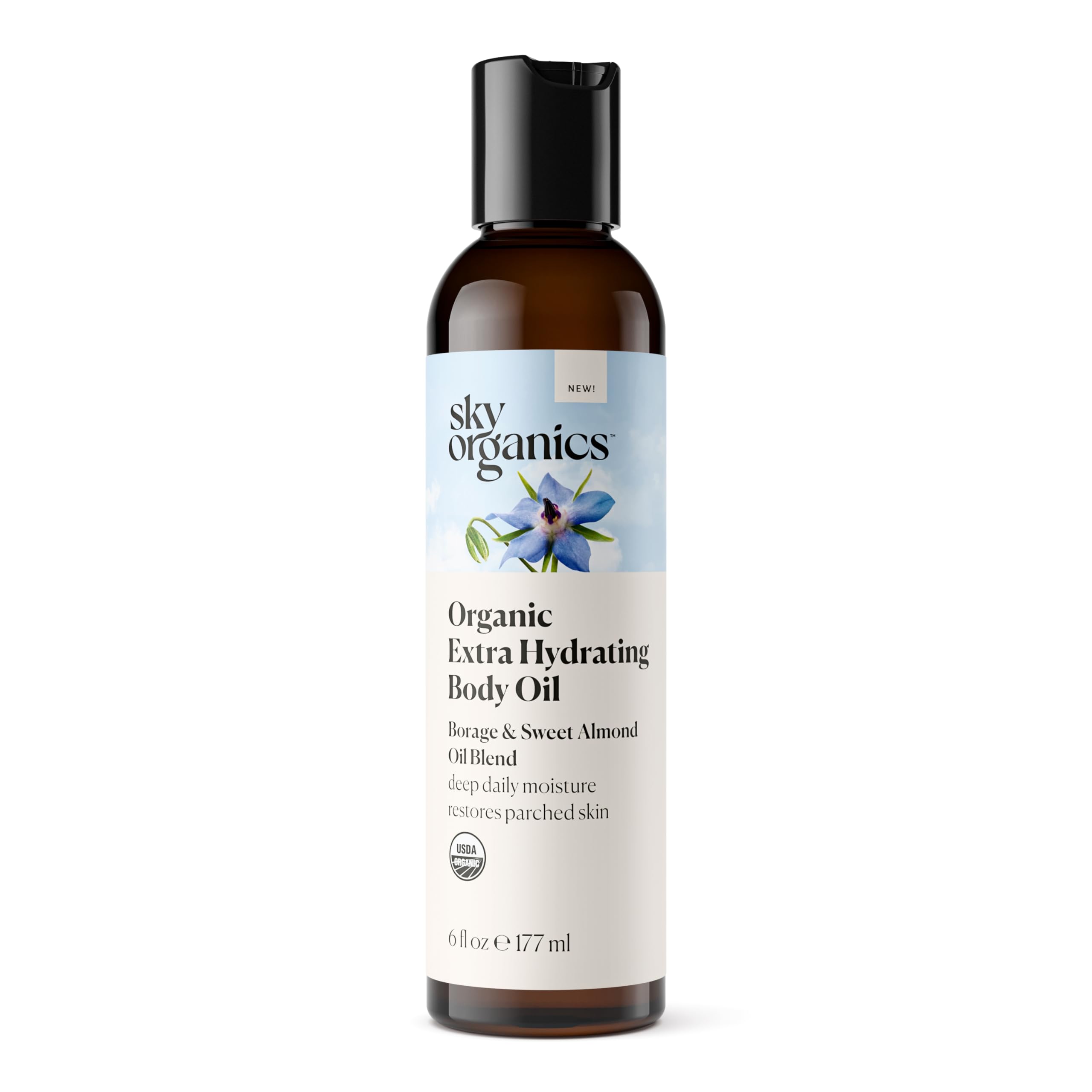 Sky Organics body oil massage application demonstrating use after bathing