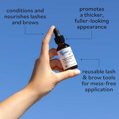 Sky Organics castor oil dropper closeup for precise, mess-free lash and brow use.