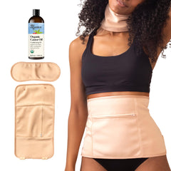 Sky Organics castor oil pack elastic straps shown for secure fit