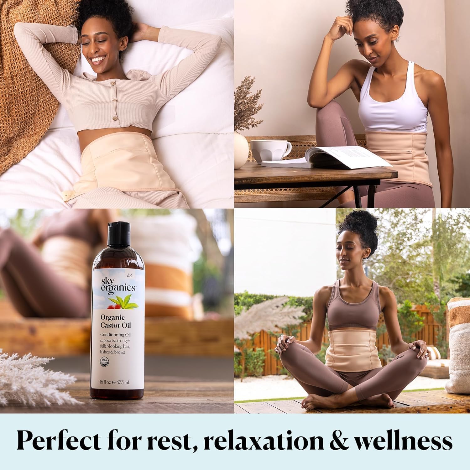 Sky Organics castor oil pack waist wrap for calm sessions