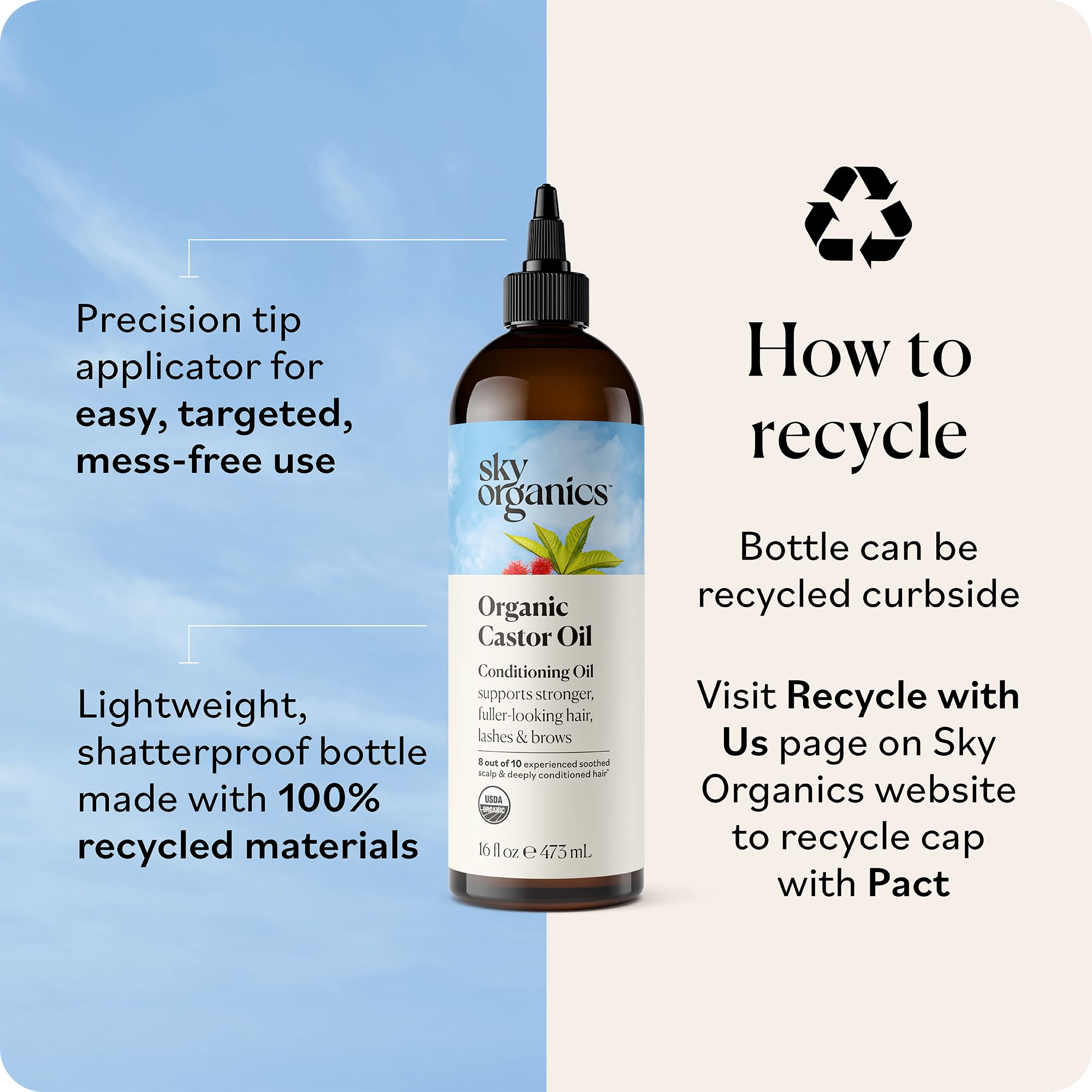 Sky Organics Castor Oil pack wrap packaging highlighting organic certification.