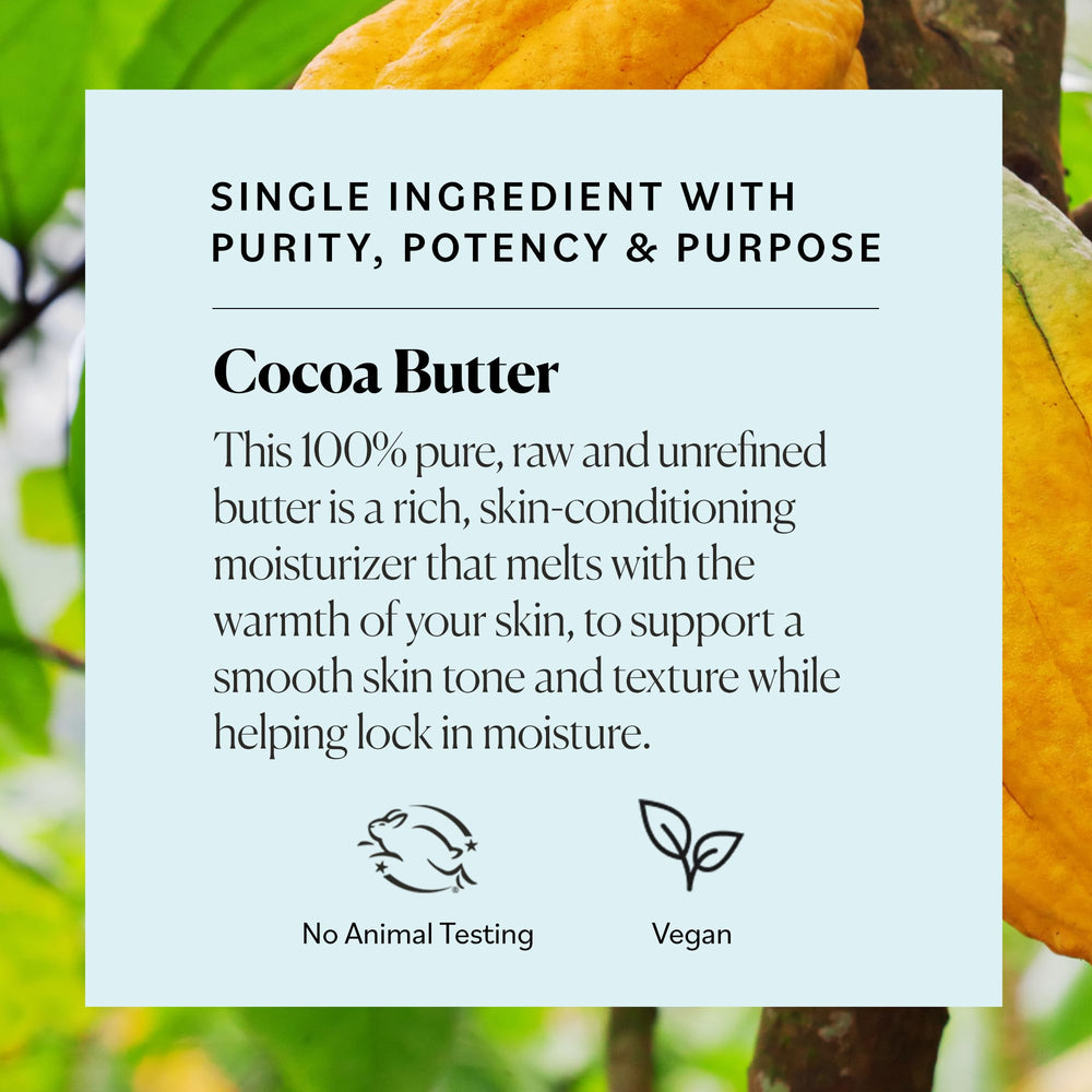 Sky Organics Cocoa Butter dry-skin-smoothing softens rough patches for even texture.