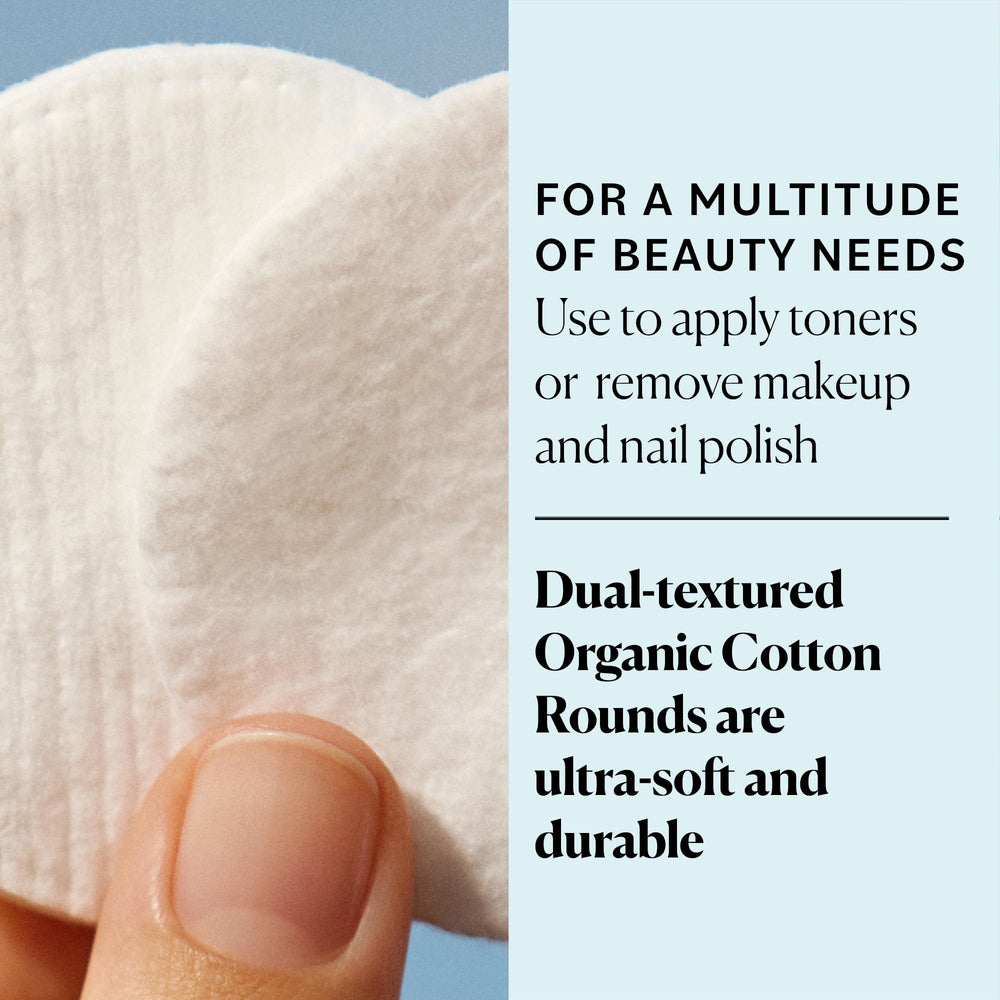 Sky Organics cotton rounds close-up fiber—ultra-soft, chlorine-free cotton.