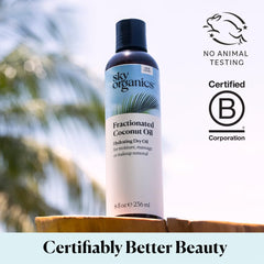 Sky Organics Hydrating Dry Oil texture close-up highlights quick absorption for makeup removal.