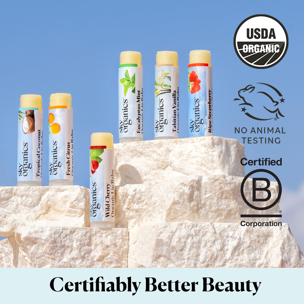 Sky Organics lip balm fresh-citrus 6pk delivers bright aroma and lasting moisture.