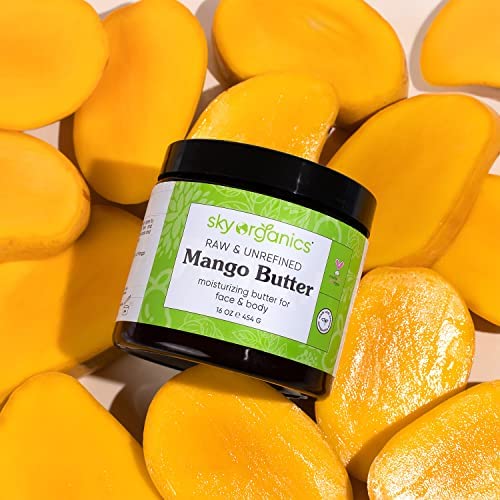 Sky Organics Mango Butter in hand demonstrates easy rub-in application.