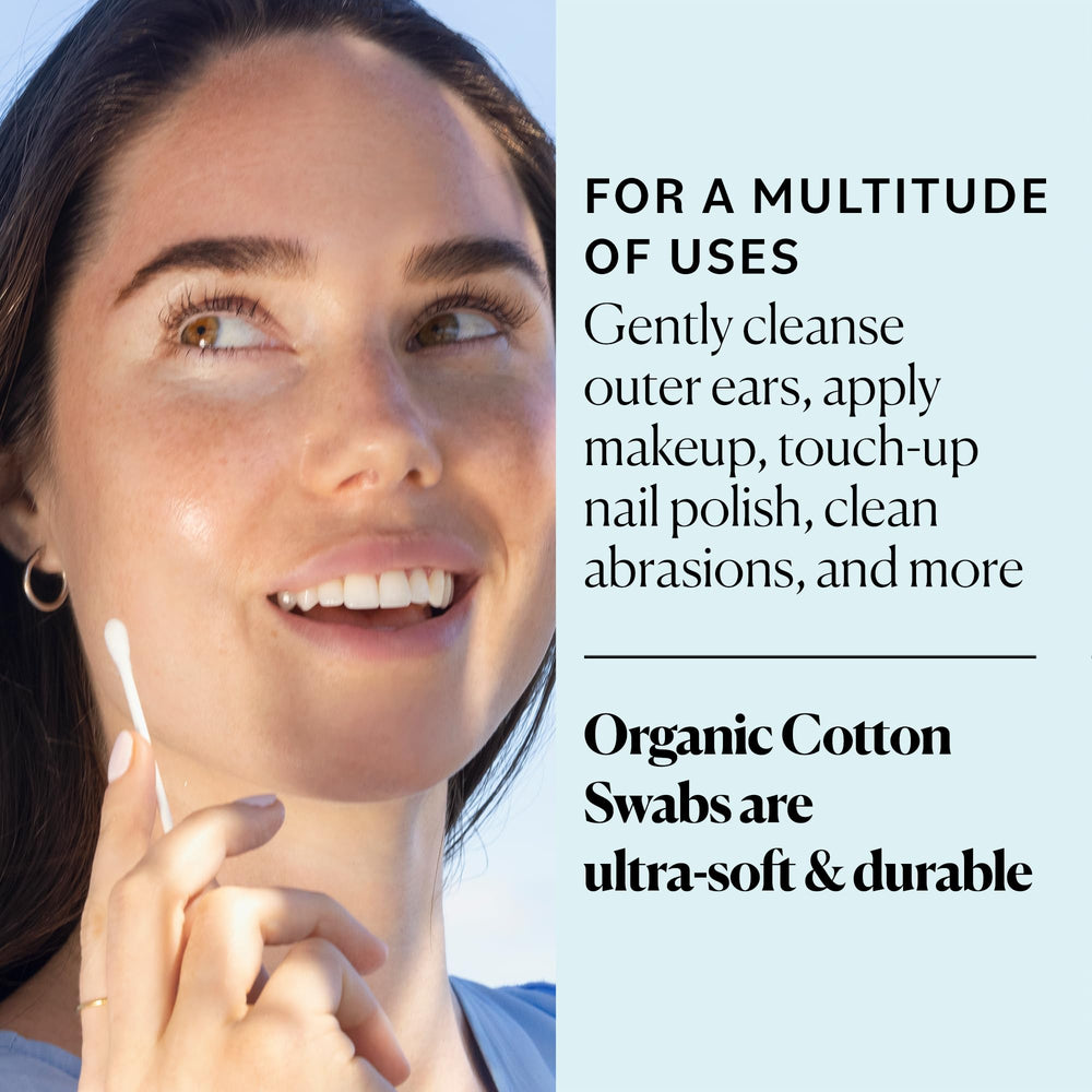 Sky Organics cotton swabs used for outer-ear cleansing with gentle performance.