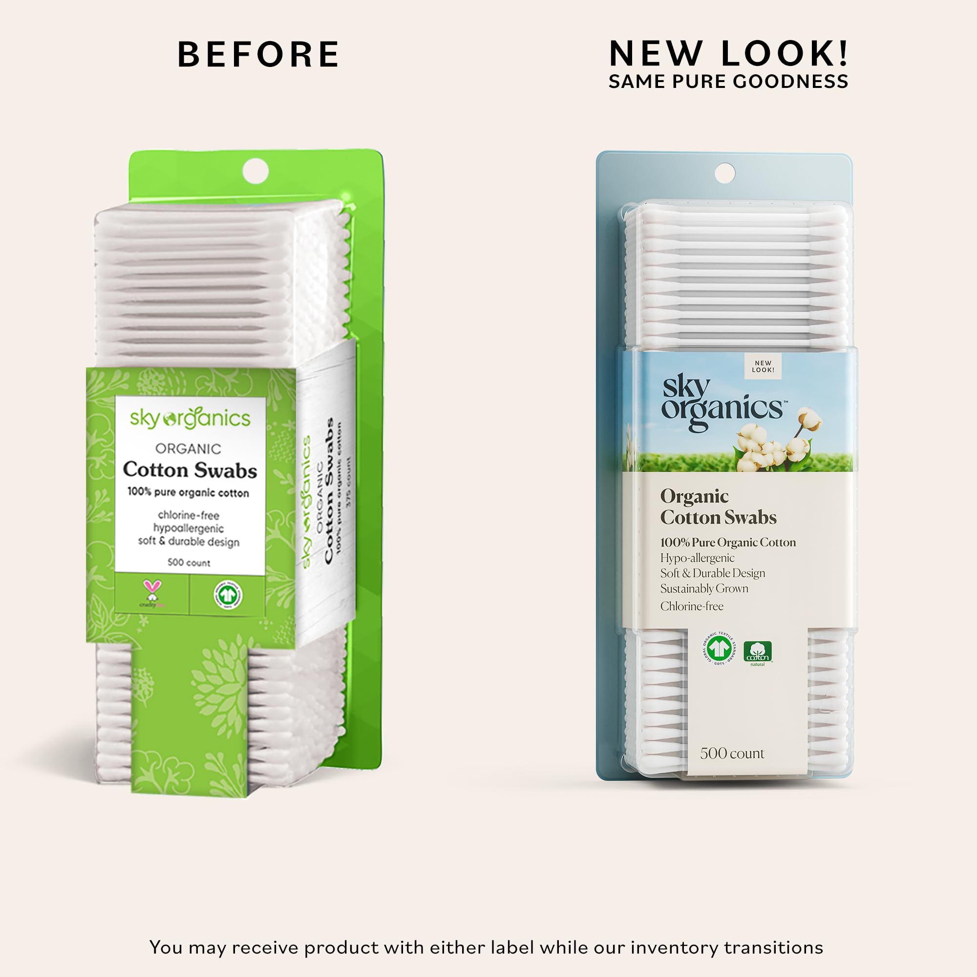 Sky Organics cotton swabs ultra-soft tips close-up for gentle cleaning.
