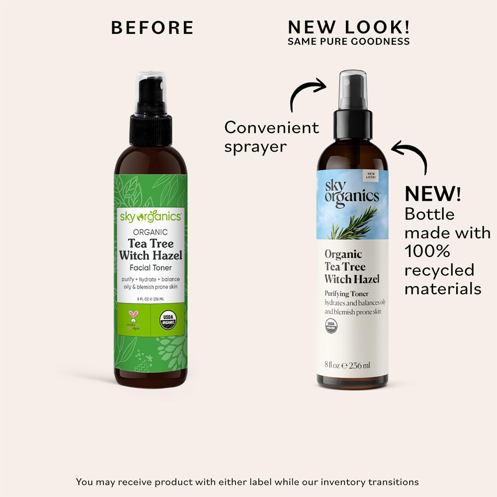 Sky Organics purifying toner cotton pad application demonstrates oil control and skin balance.