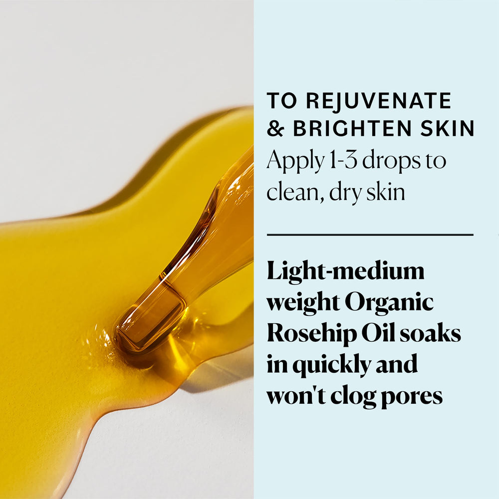 Sky Organics Rosehip Oil amber glass bottle preserving purity and stability.