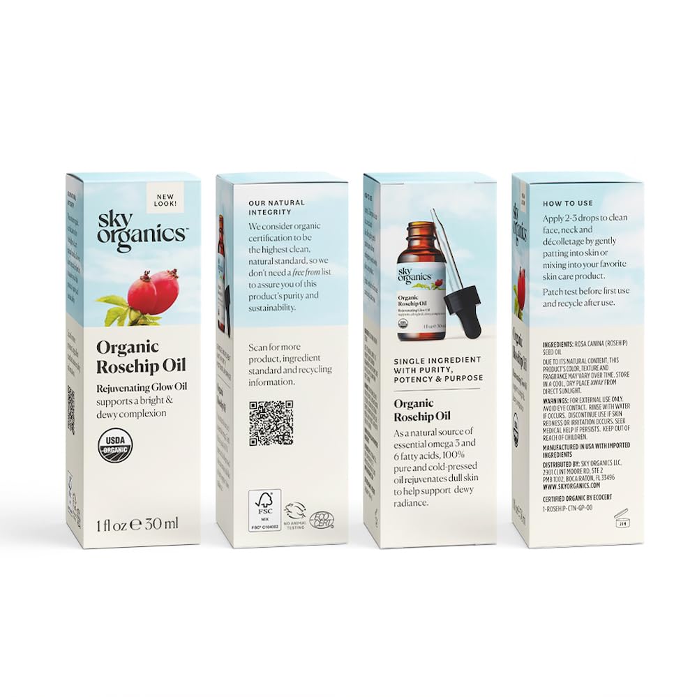 Sky Organics Rosehip Oil natural color variation signals purity and freshness.