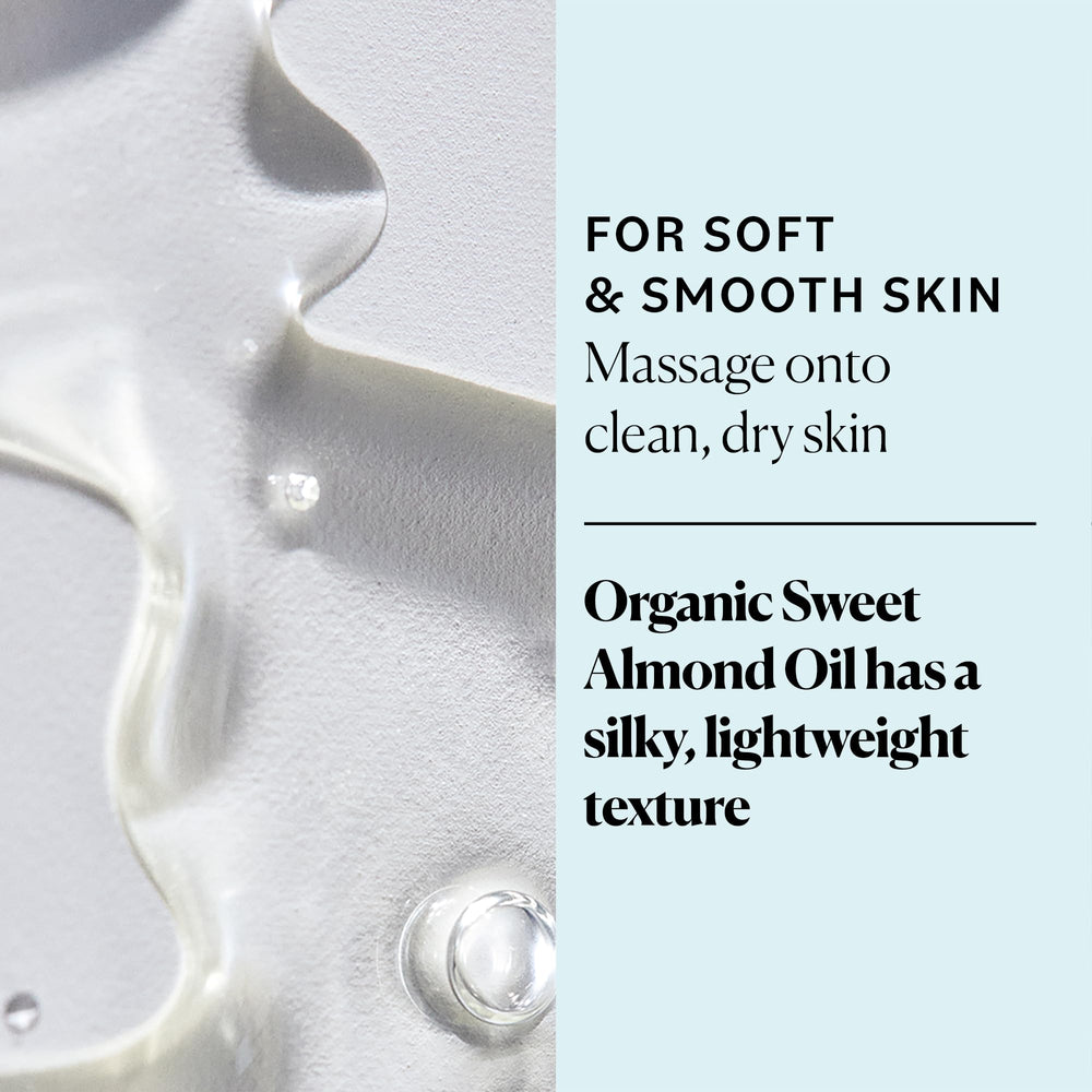 Sky Organics Sweet Almond Oil application scene for massage and body care.