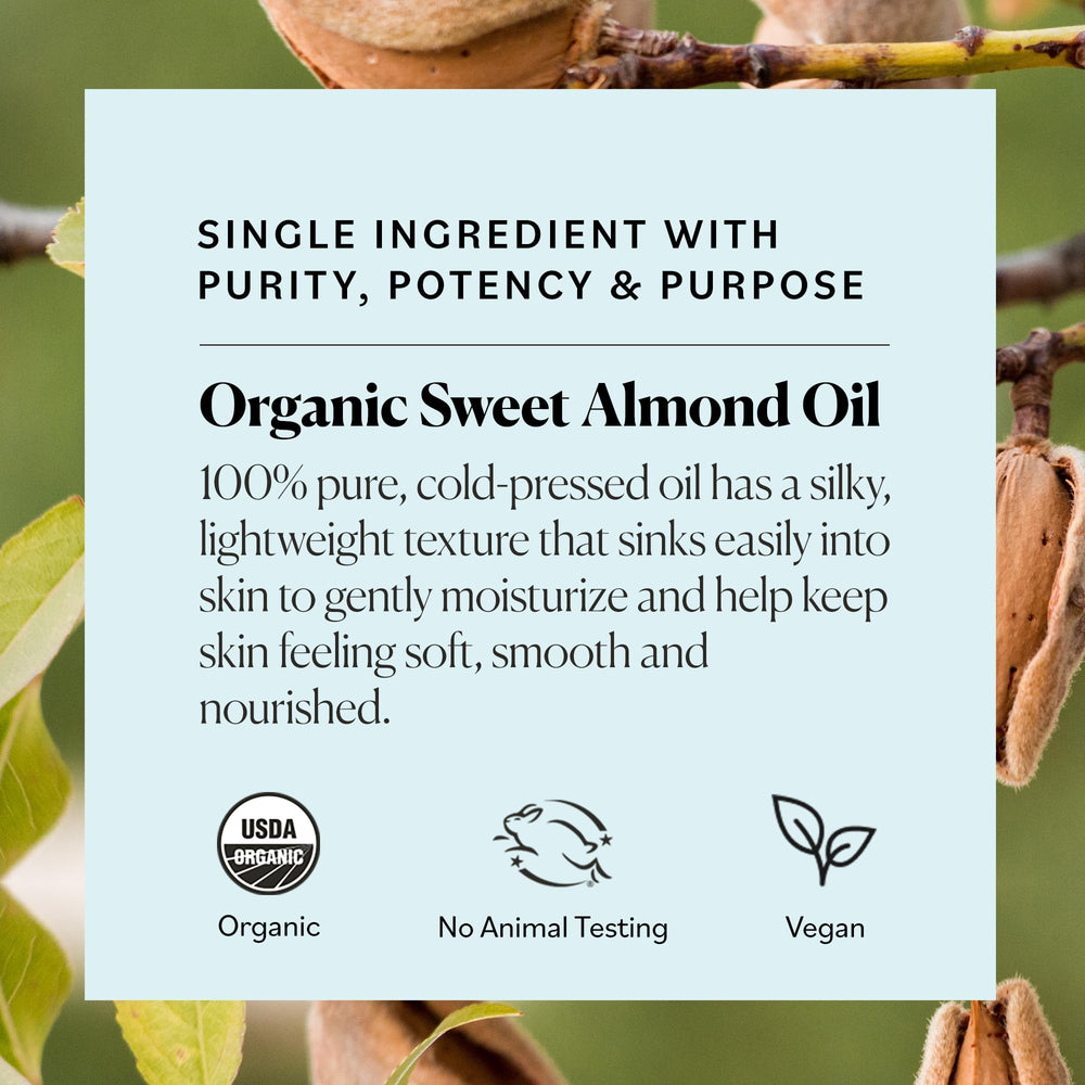 Sky Organics Sweet Almond Oil on skin demonstrates fast absorption and softness.