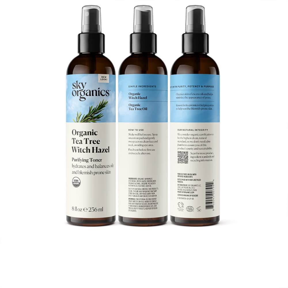 Sky Organics toner spray-on face shot suggests quick refreshing moment.