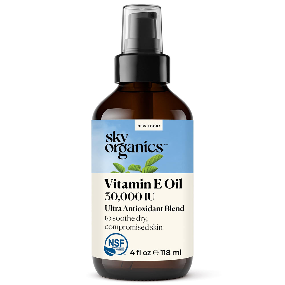 Sky Organics Vitamin E Oil Blend bottle for reparative moisture