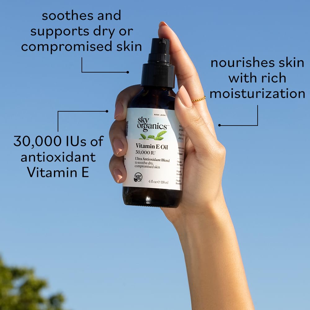 Silky texture of Sky Organics Vitamin E Oil Blend on skin