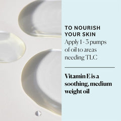 Sky Organics Vitamin E Oil Blend texture close-up shows light-to-medium viscosity.