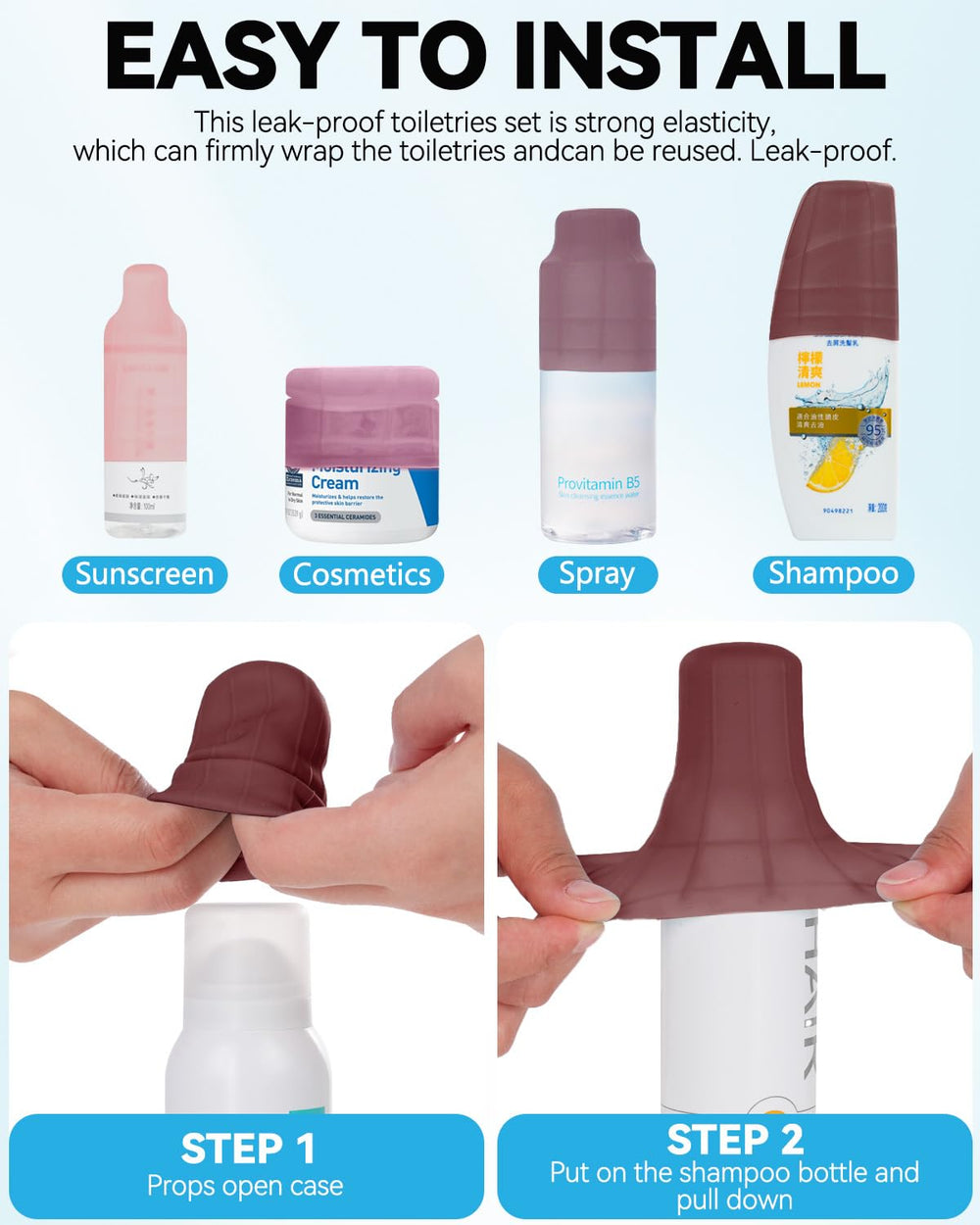 Skyconser easy-install silicone sleeves shown on bottle for quick protection