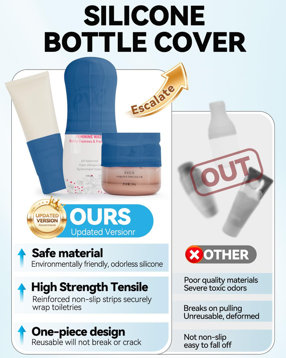 Skyconser silicone bottle cover leak-proof on bottle ensures travel protection