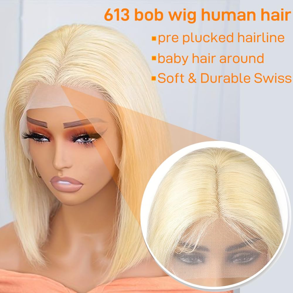 SKYDO 613 Blonde Bob Wig deep parting area for versatile styles