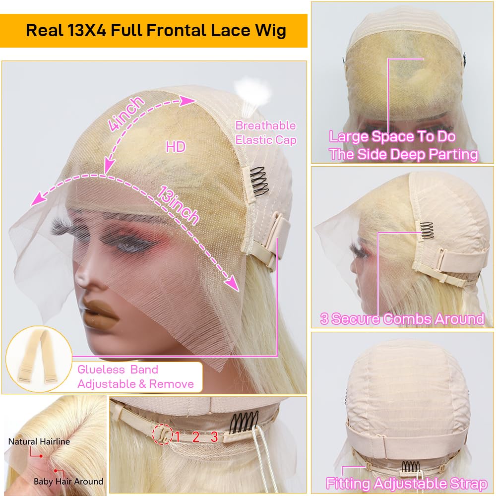 SKYDO 613 Blonde Bob Wig side view for seamless silhouette