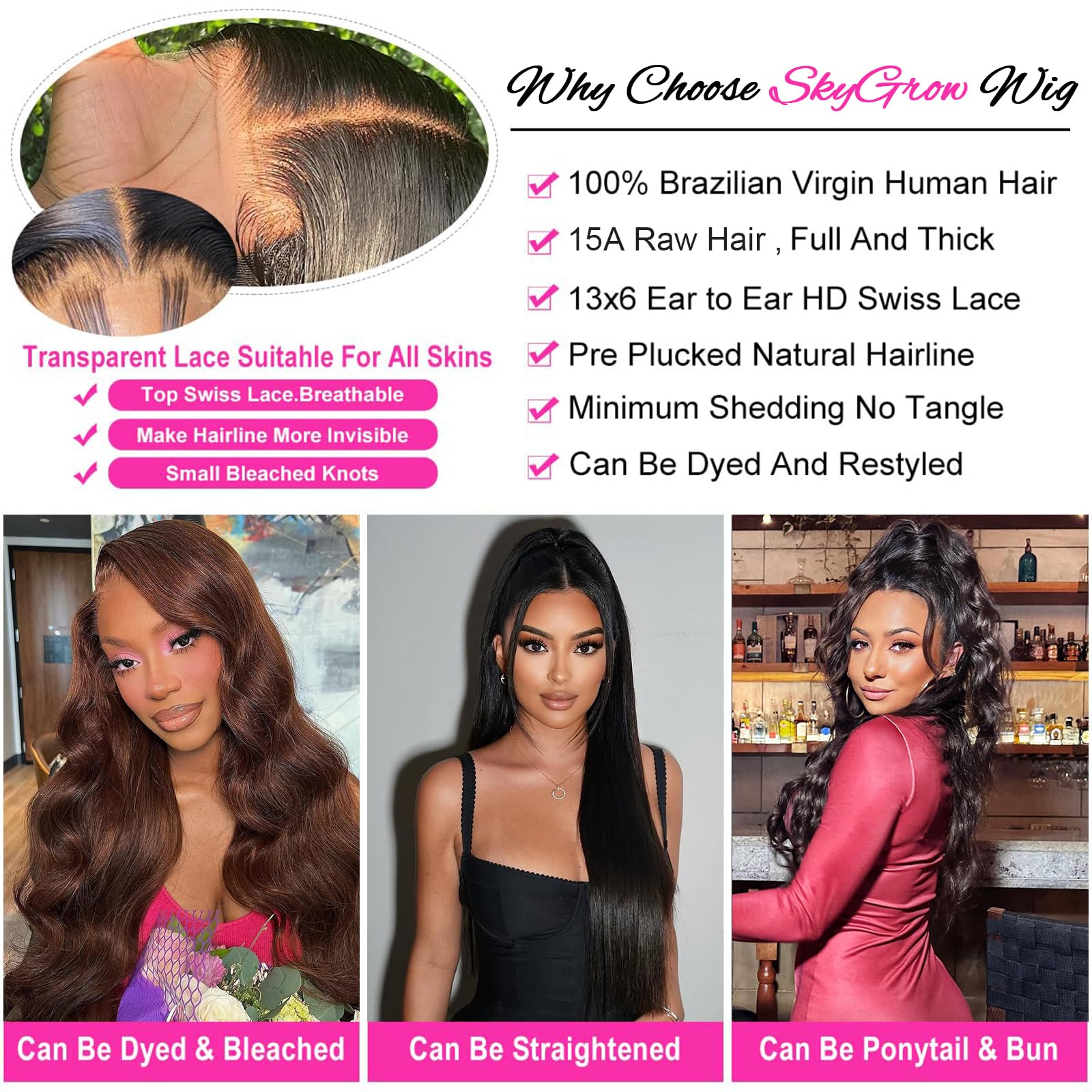 SkyGrow 13x6 event-ready look on model demonstrates versatile styling for weddings