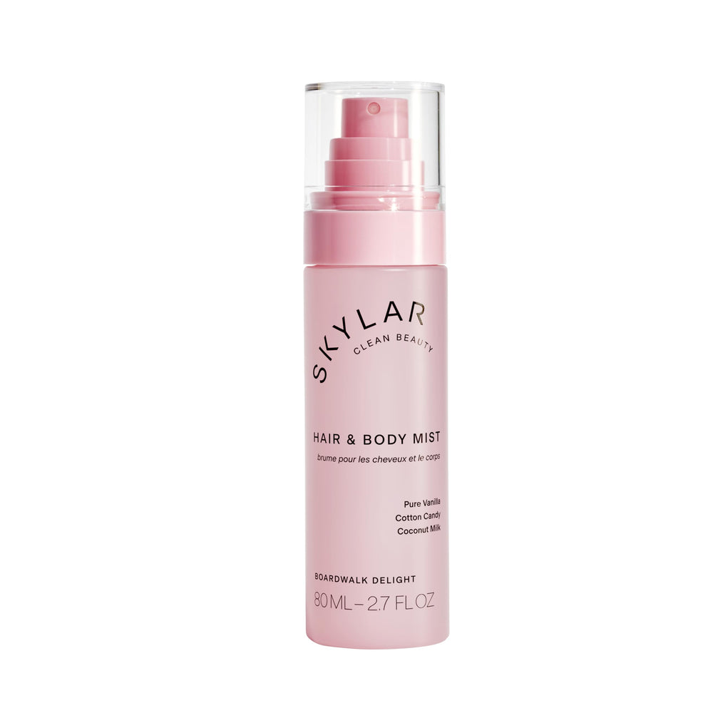 Skylar Boardwalk Delight bottle-front shows a clean, hypoallergenic fragrance suitable for sensitive skin.
