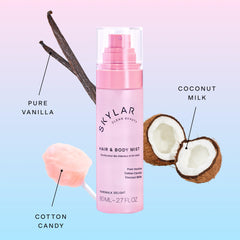 Skylar Boardwalk Delight on-skin scene showcasing portable 80 ml bottle for travel.