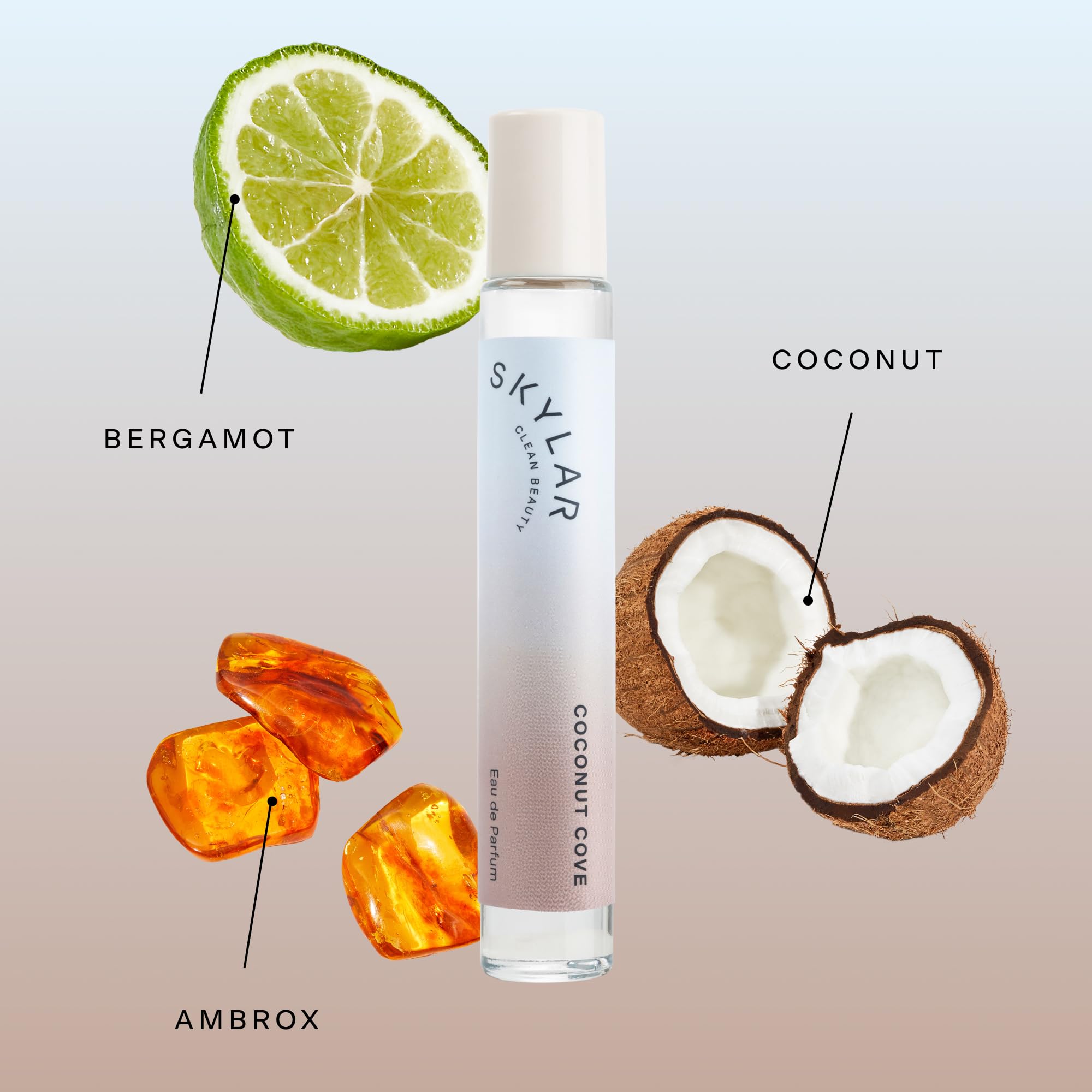 Skylar Coconut Cove packaging closeup signals vegan, cruelty-free clean beauty values
