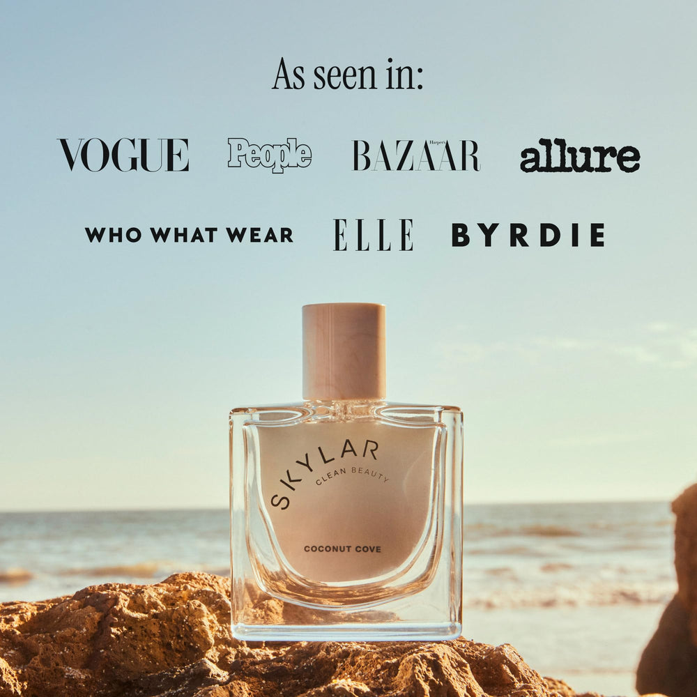 Skylar Coconut Cove lifestyle shot for versatile day-to-night scent.