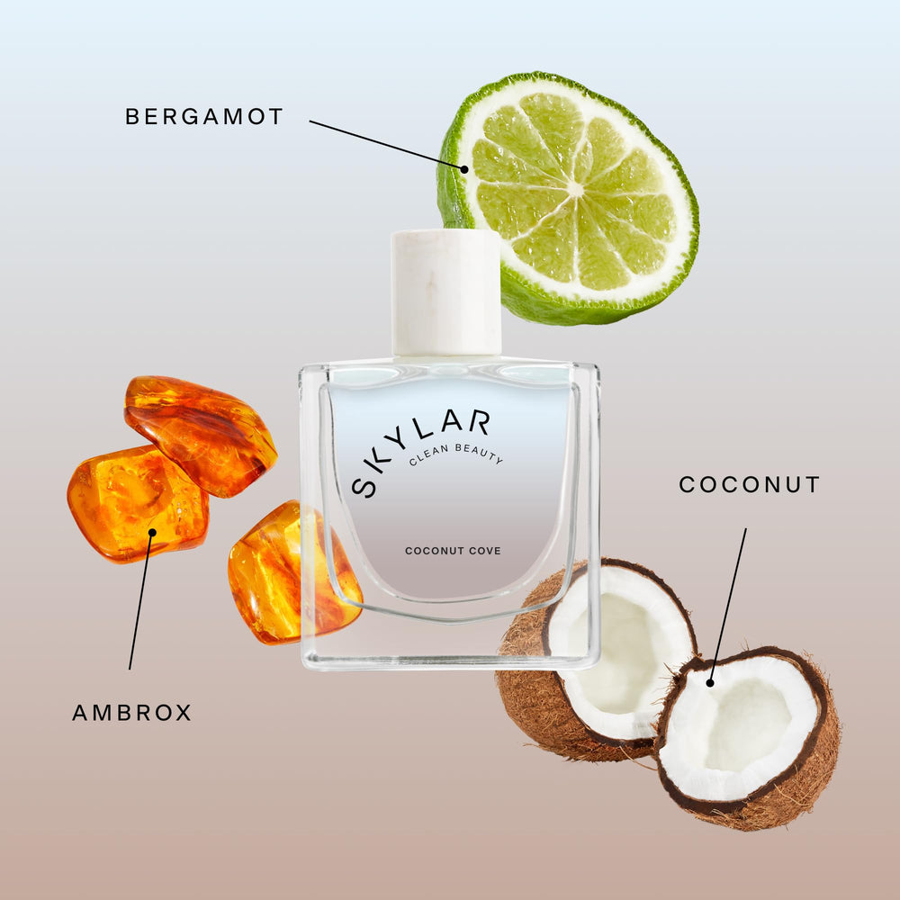 Skylar Coconut Cove middle-notes featuring coconut and jasmine for tropical mood.