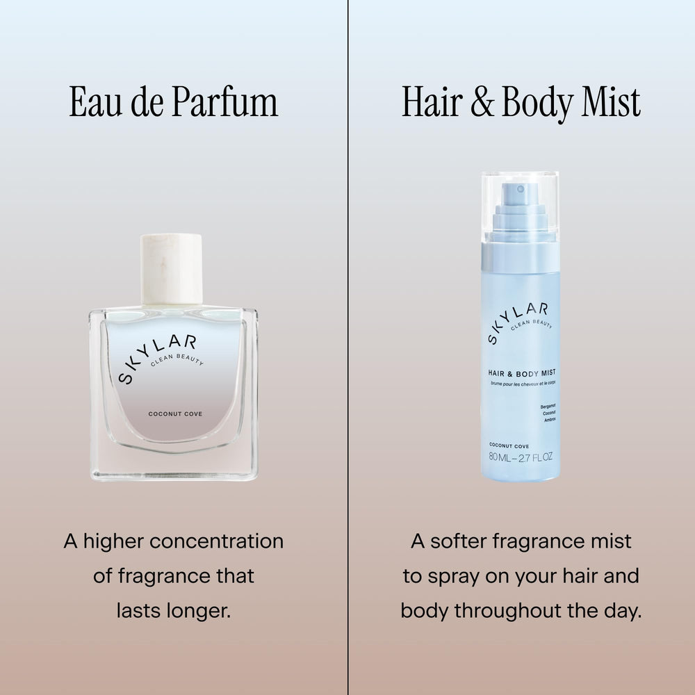 Skylar Coconut Cove lifestyle shot suggests everyday carry and travel-friendly fragrance.