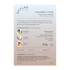 Skylar Coconut Cove top-note close-up with bergamot and cardamom for inviting start.