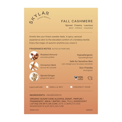 Skylar Fall Cashmere bottle closeup highlighting roasted almond warmth