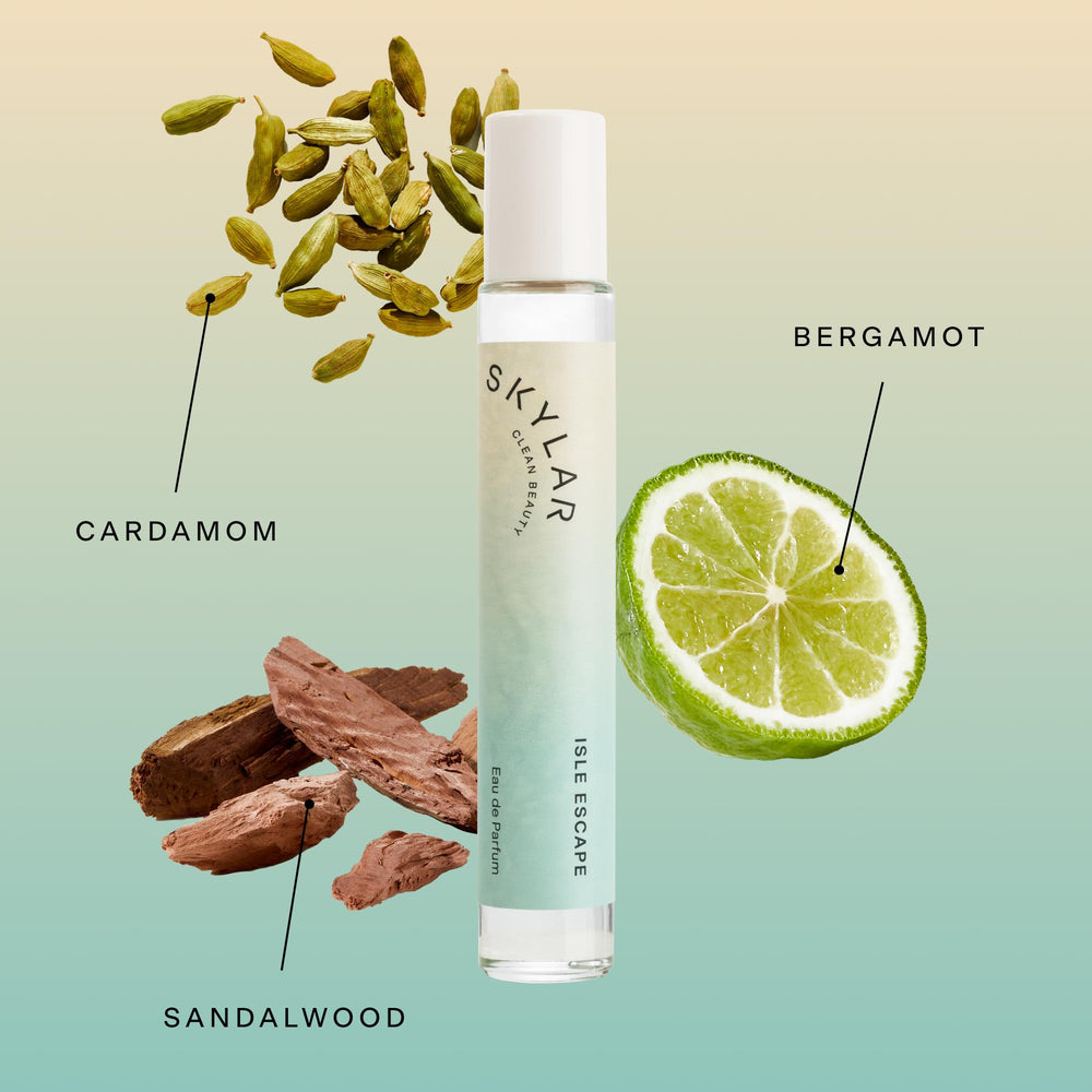 Skylar Isle Escape sandalwood base adds warmth for evenings out