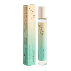 Skylar Isle Escape bottle front showcases hypoallergenic perfume for sensitive skin