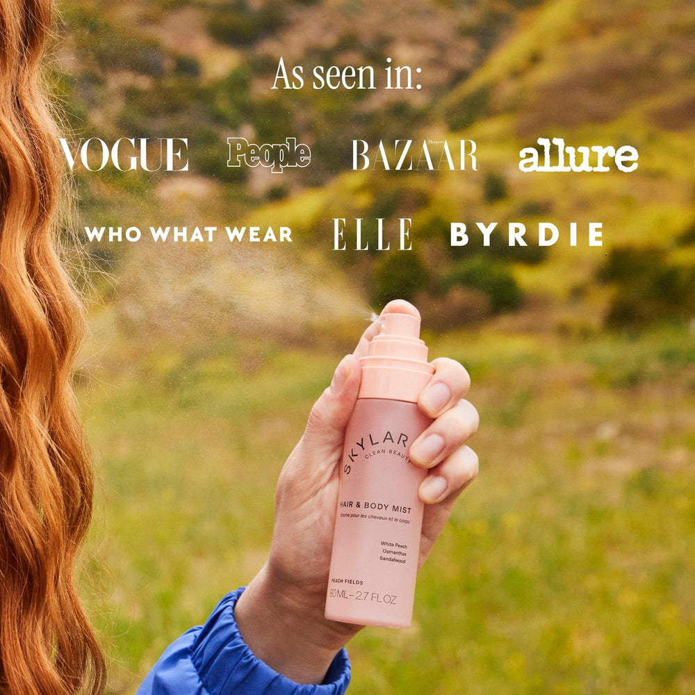 Skylar Peach Fields ingredients label highlights paraben- and sulfate-free formulation