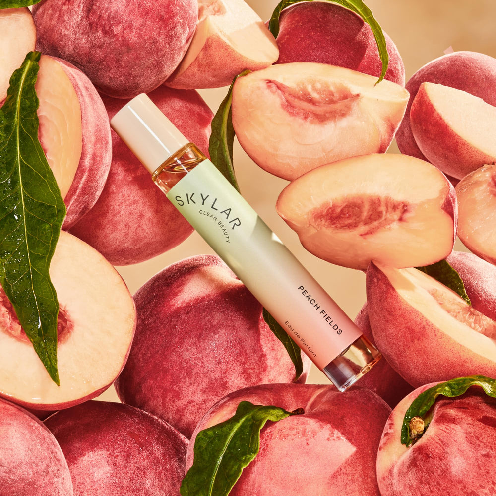 Skylar Peach Fields middle notes image highlights osmanthus and muguet for a delicate, elegant touch.