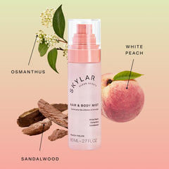 Skylar Peach Fields skin application shows hypoallergenic vegan formula safe for sensitive skin