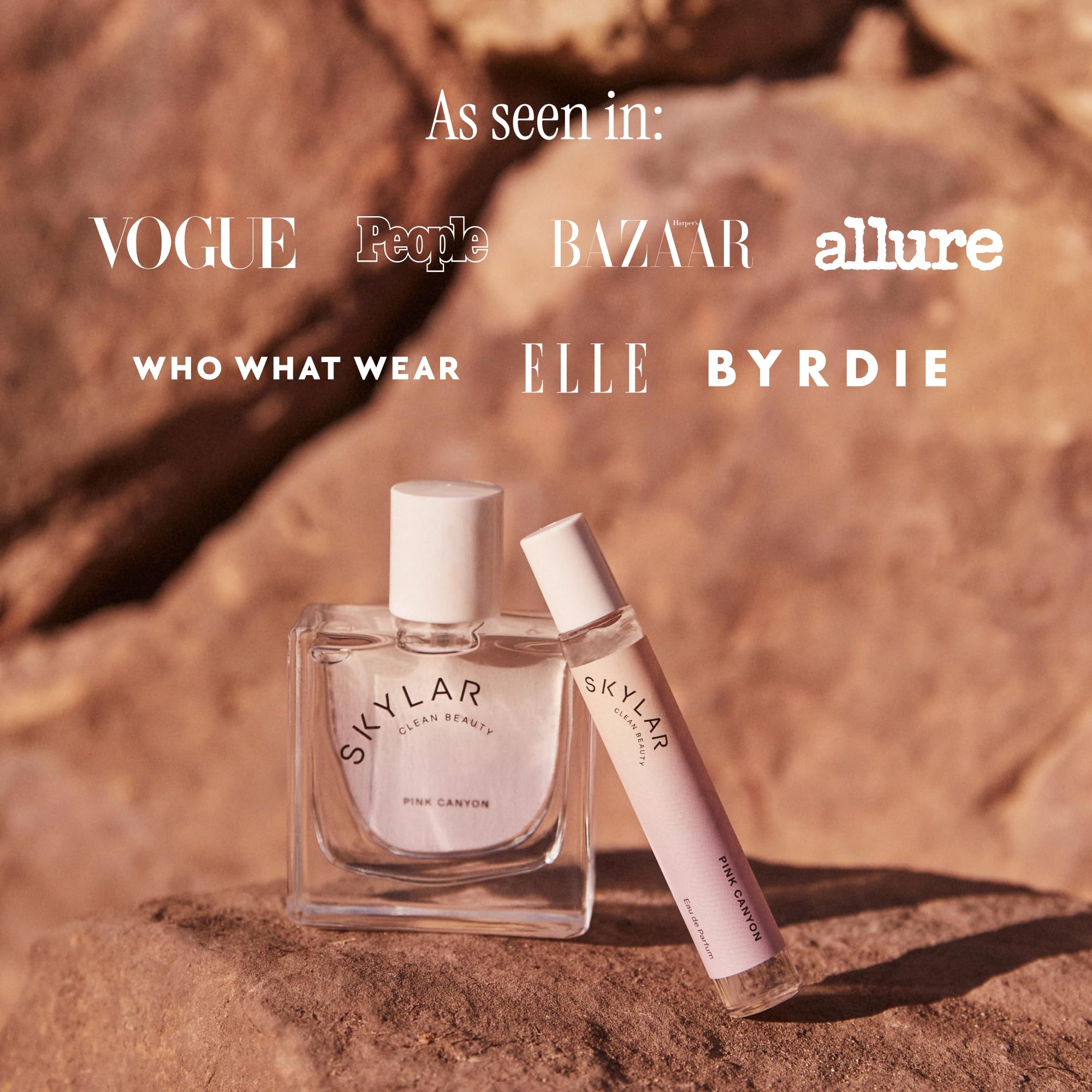 Skylar Pink Canyon clean beauty claim reinforces hypoallergenic, vegan, and toxin-conscious formulation.