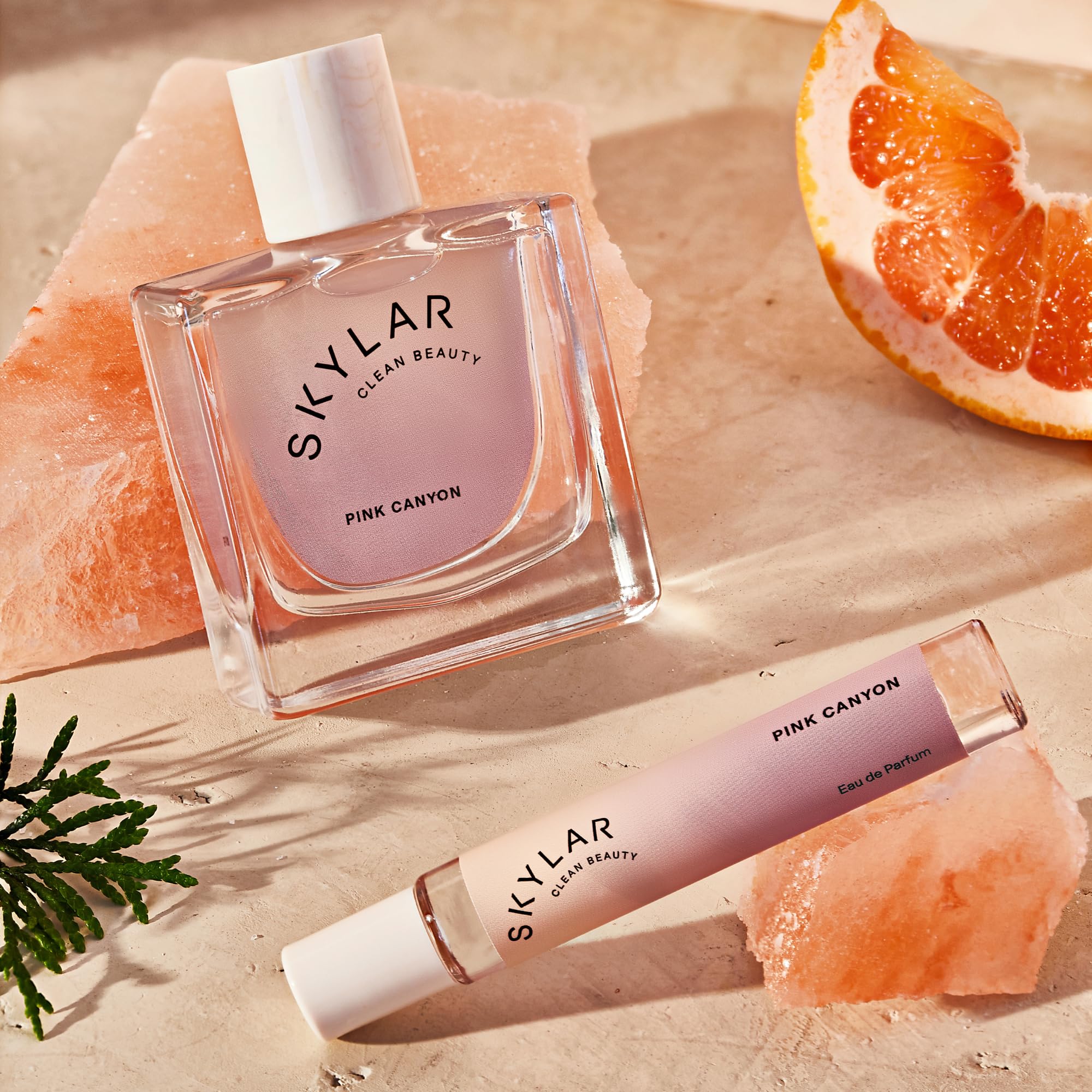 Skylar Pink Canyon swirl demonstrates layered scent potential for a personalized fragrance.