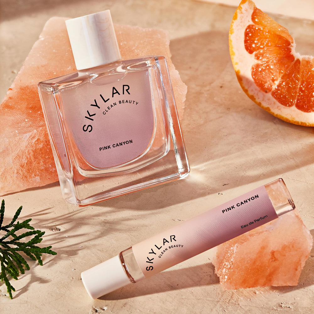 Skylar Pink Canyon swirl demonstrates layered scent potential for a personalized fragrance.