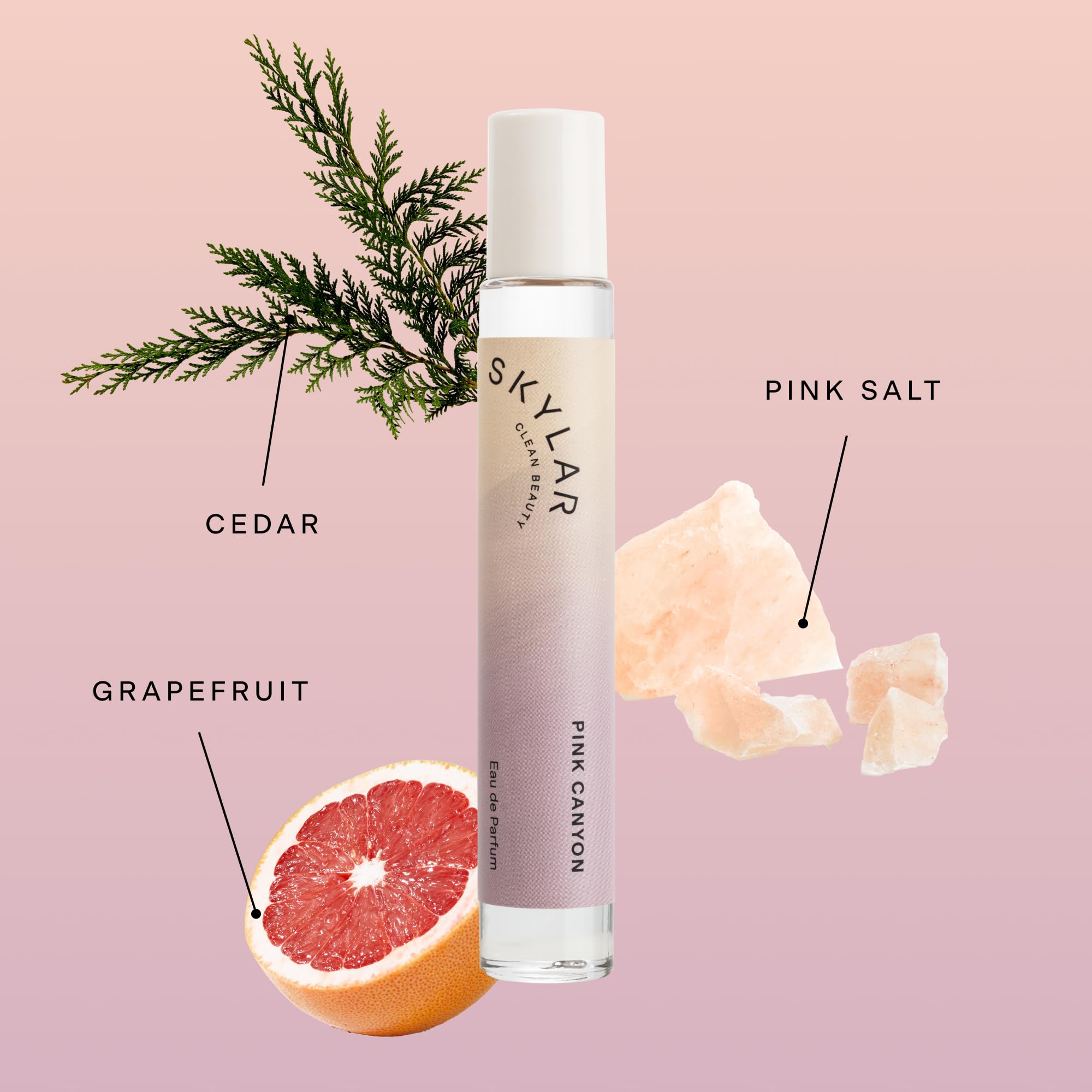 Skylar Pink Canyon notes graphic visualizes citrus and floral layers for layering ideas.